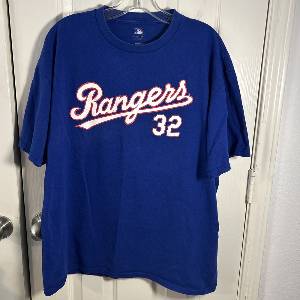 Texas Rangers 32 Josh Hamilton Men Sz XL Tee Tshirt Blue MLB